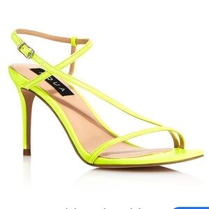 Aqua Ron Neon Yellow Green Strappy Heeled Sandal